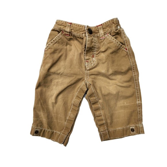 Baby Gap Boy's 6-12m Outfit White Top Khaki Brown Cargo Pants Safari 2 Piece Set - Picture 9 of 13